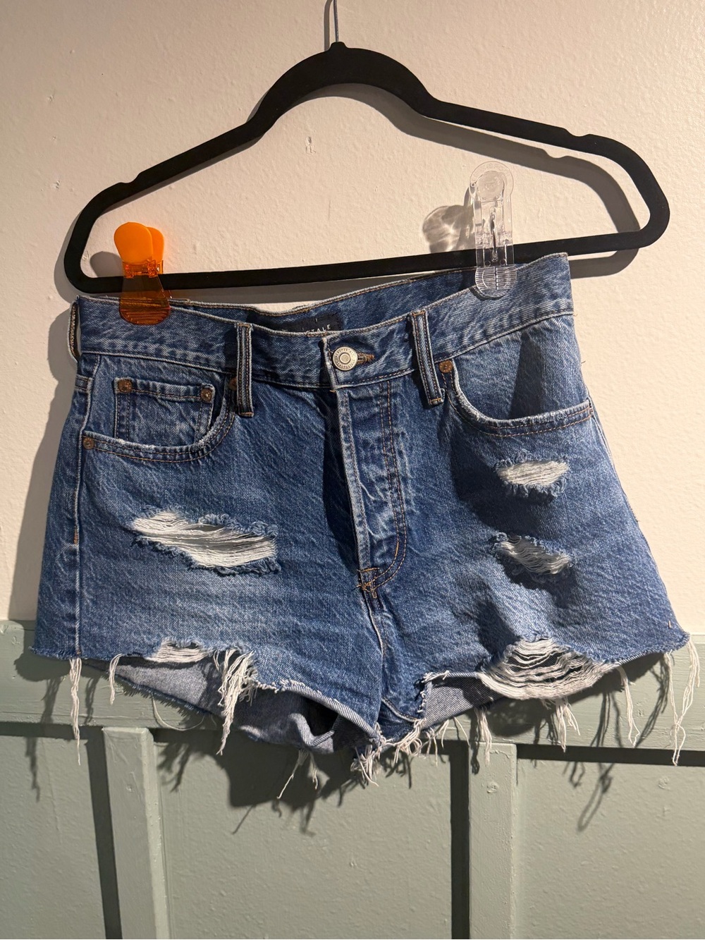 Aeropostale Distressed Blue Denim Jean Shorts